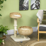 PawHut 72cm Cat Tree with Sisal Scratching Post, Two Beds & Toy Ball – Kitten Activity Tower, Beige