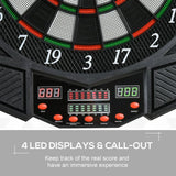 HOMCOM Electronic Dartboard Set with LED Score Display, 27 Games & 12 Soft Tip Darts – Up to 8 Players