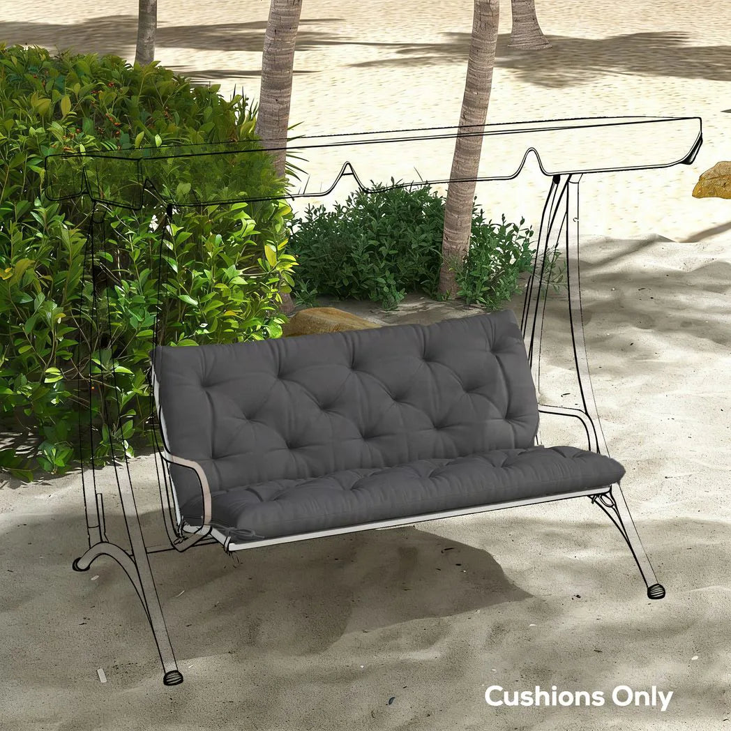 Outsunny 2 Seater Garden Bench and Swing Chair Cushion with Ties, 110 x 120cm, Black