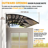 Outsunny 303 x 96cm Front Door Canopy with Polycarbonate Panels – UV-Resistant Rain Shelter Awning, Brown