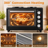 HOMCOM 46L Mini Oven with Dual Hot Plates and Convection – Electric Countertop Cooker with Rotisserie, 90–230°C