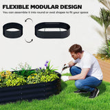 Outsunny Galvanised Metal Raised Garden Bed with Arched Trellis – 5 x 3 x 6ft, 425L, Open Bottom, Dark Grey