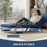HOMCOM Two-Seater Click-Clack Sofa Bed with 5-Position Backrest – Faux Suede Folding Sleeper Sofa, Dark Blue