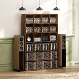 HOMCOM CD Storage Unit with 3-Level Adjustable Shelves – Slim Media Tower for CDs and DVDs, Rustic Brown