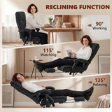 Vinsetto High Back Massage Office Chair with Heat, Footrest & 135° Recline – Faux Linen, Black