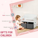 AIYAPLAY 3 in 1 Kids Storage Bench – Convertible Table and Chair Set with 2 Fabric Bins and Toy Box, White