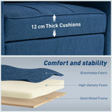 HOMCOM 3-in-1 Single Sofa Bed with Pull-Out Design, Cup Holders & Side Pockets – Convertible Chair Bed, Dark Blue