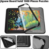 Jigsaw Puzzle Board for 1000 Pieces with 6 Sorting Trays & Dust Cover – Non-Slip Felt Storage Mat, Black