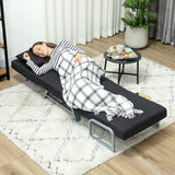 HOMCOM 3-in-1 Single Sofa Bed with Adjustable Backrest & Removable Armrests – Convertible Chair Bed, Black