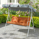 Outsunny 3 Seater Swing Seat and Back Cushion Set with 2 Pillows, Water Repellent, Orange