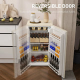 HOMCOM 91L Under Counter Fridge with 10L Chiller Box and Reversible Door – Compact Mini Fridge, Beige