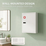 HOMCOM Wall Mount Medicine Cabinet with Combination Lock, Door and Storage Shelves – Bathroom Storage, White