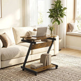 HOMCOM Movable Computer Desk with 4 Wheels and Keyboard Tray – Compact Home Office Workstation with Shelf