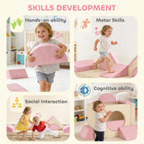 AIYAPLAY 12-Piece Foam Modular Soft Play Set with Slide – Kids Convertible Play Sofa for Playroom, Pink