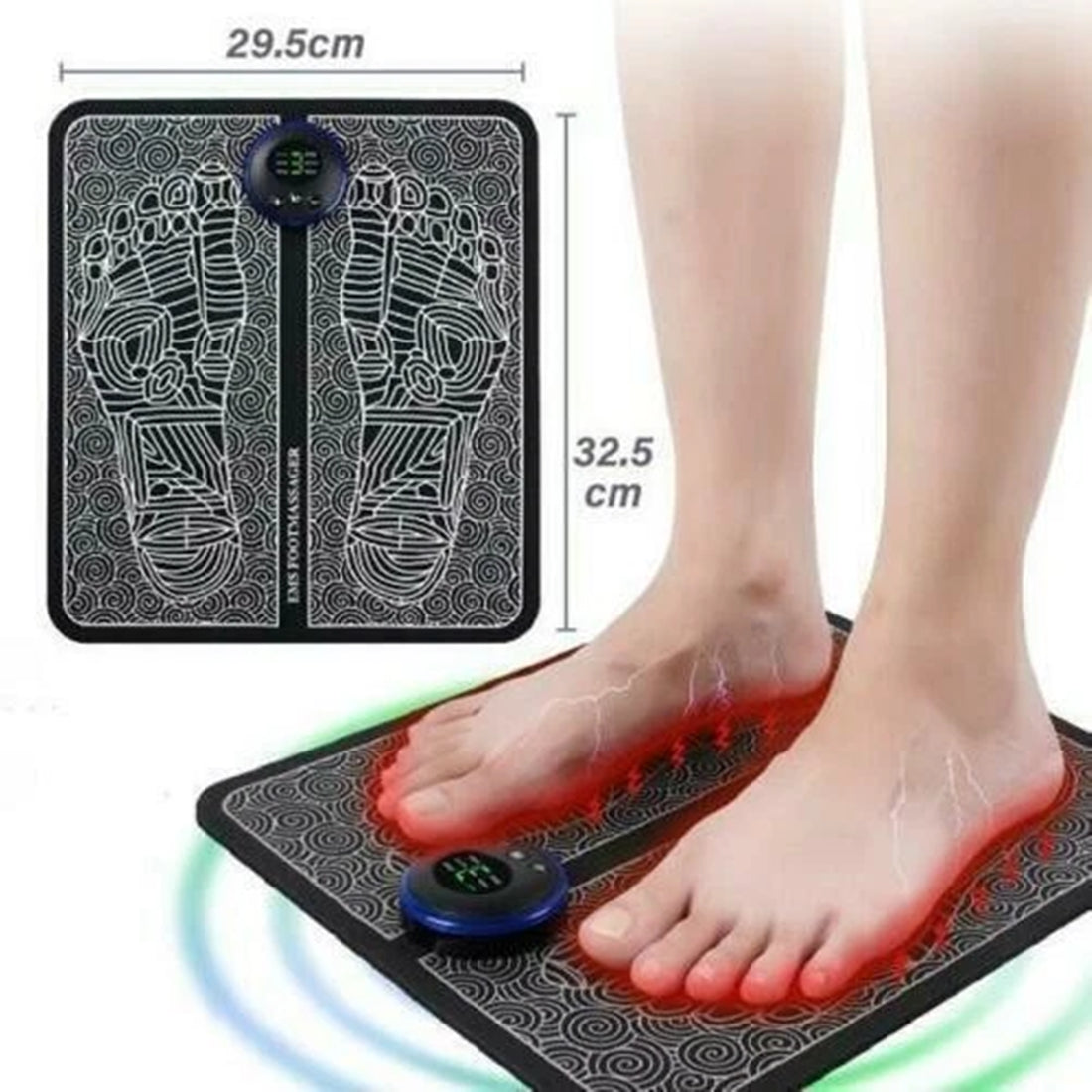 USB Electric Foot Massage Pad and Neck Massager Set with 8 Modes, 19 Levels – Portable Massager, Black