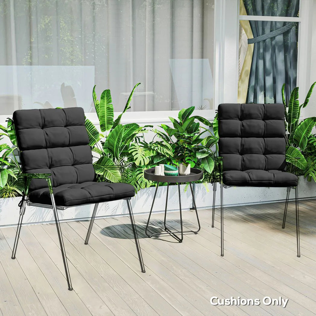 Outsunny Garden Chair Seat & Back Cushions Set of 2 with Ties – Tufted Replacement Pads, Black