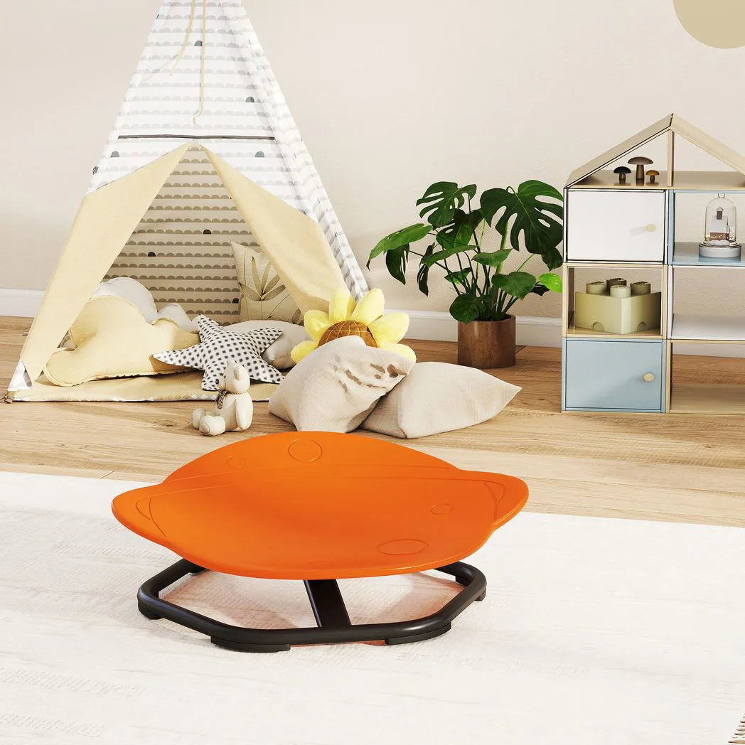 AIYAPLAY Planet-Shaped Kids Sensory Swivel Chair for Balance and Coordination – 360° Spin, Orange