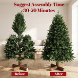 HOMCOM 5ft Hinged Artificial Christmas Tree with 1620 PE and PVC Tips and Fir Wood Base, Green