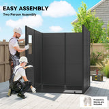 Outsunny 6 x 6ft Wood-Effect Plastic Garden Shed with Floor, Windows & Lockable Doors – Outdoor Storage, Dark Grey