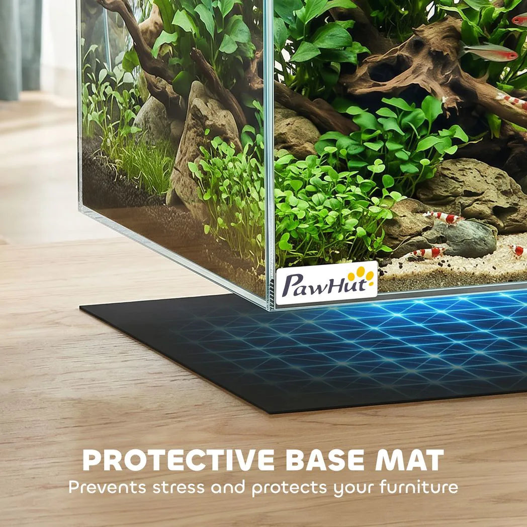 PawHut 24L Bare Glass Fish Tank with Protective Base Mat – DIY Aquarium for Fish and Shrimps, Transparent