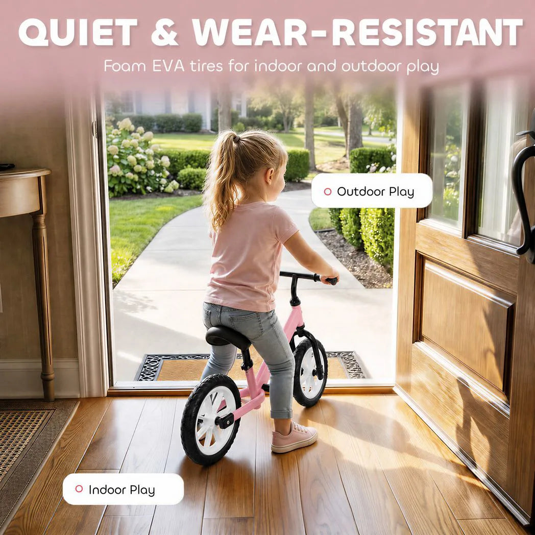 AIYAPLAY 11.2" Toddler Balance Bike with Light-Up Wheels, Adjustable Seat & Handlebar, 360° Steering – Ages 2-5, Pink