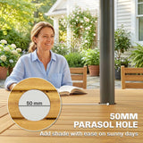 Outsunny 7-Piece Garden Dining Set, Extending Table & 6 Folding Chairs – Acacia Wood, Umbrella Hole