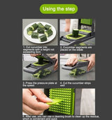 16-in-1 Multifunctional Vegetable Chopper with 8 Blades and 1.5L Container – Mandoline Slicer, Dicer and Peeler
