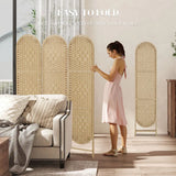 HOMCOM 3-Panel Folding Room Divider, 170cm Privacy Screen with Woven Paper Rope Panels – Natural Wood