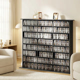HOMCOM Media Storage Tower for 1032 CDs or 594 DVDs with 18 Adjustable Shelves – Blu-ray Display Shelf, Black