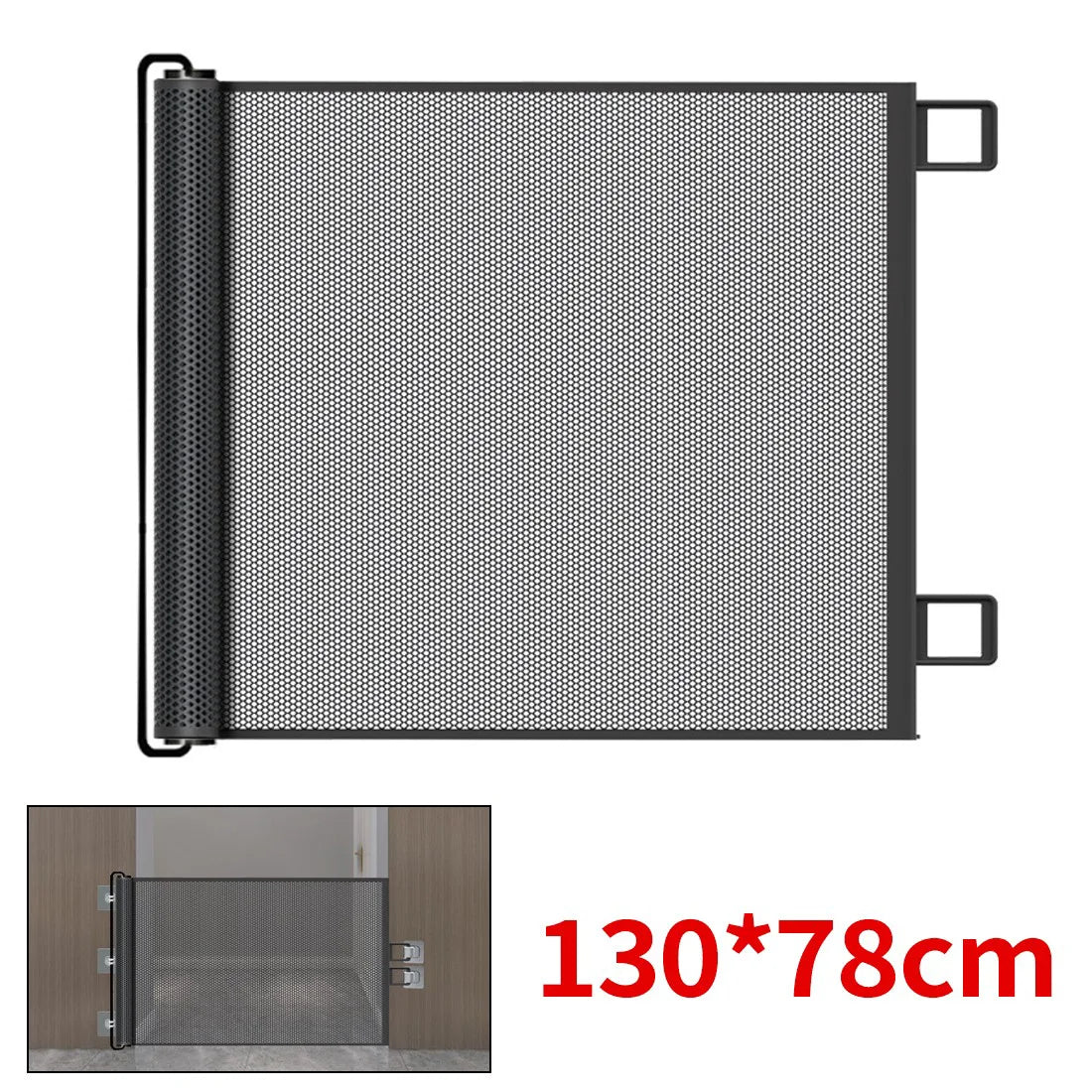 Retractable Pet Gate with Wall-Friendly Clips – Folding Safety Barrier for Dogs, Toddlers & Stairs, Black