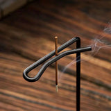 Wooden Incense Holder Burner with Glass Ash Catcher – Black Walnut Base and Brass Holder, Home or Office