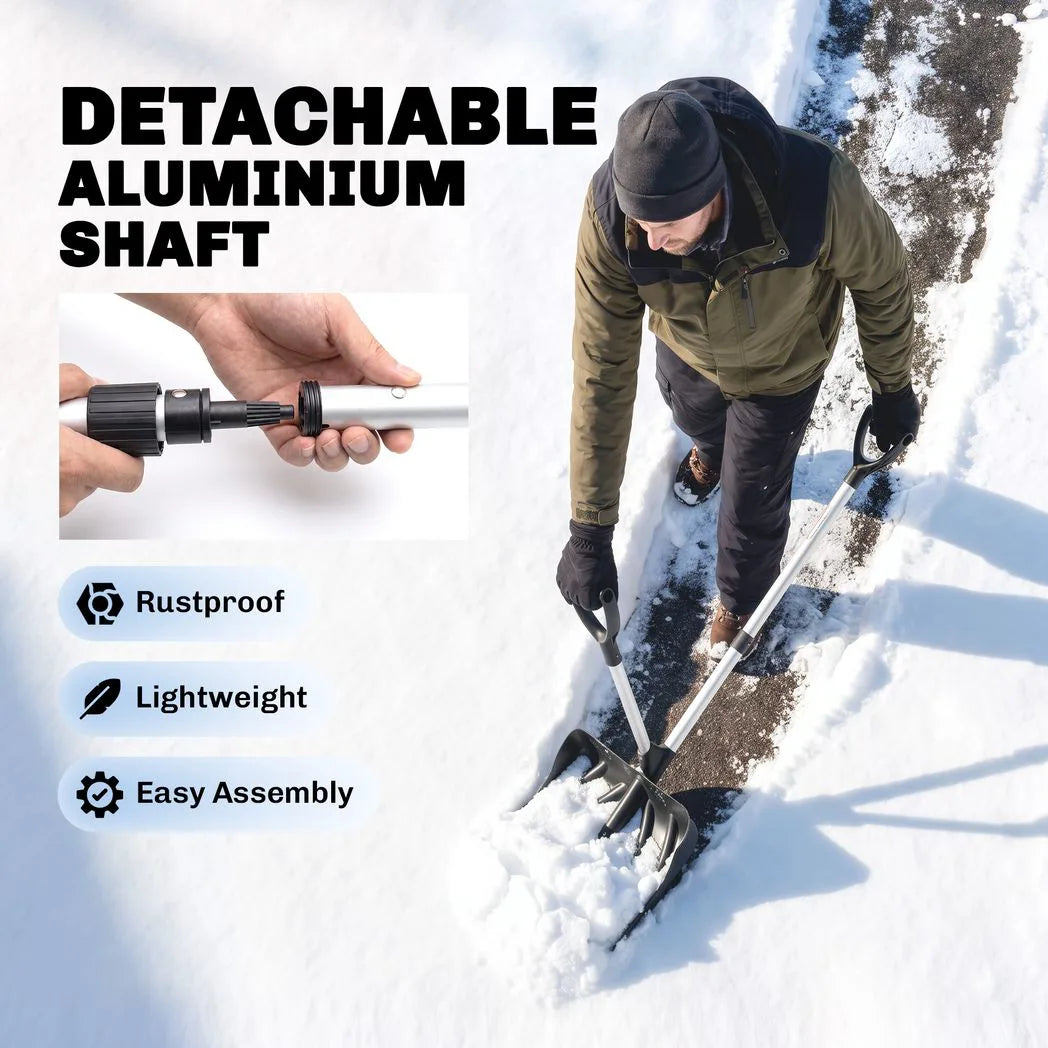 Outsunny Heavy-Duty Snow Shovel with Assist Handle, 45cm Wide Blade & Detachable Aluminium Handle – Snow Pusher