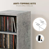 HOMCOM Set of 2 CD Media Display Shelf Towers with 5 Adjustable Shelves – Slim Racks, Grey