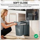 HOMCOM 30L Under-Sink Pull-Out Bin with 2 Removable Containers and Soft-Close Slide – Recycling Bin, Grey