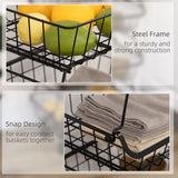 HOMCOM 5-Tier Stackable Storage Trolley – Fruit and Vegetable Cart for Kitchen and Living Room with Lockable Wheels, Black