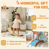 AIYAPLAY Kids Wooden Balance Board with Silent Felt Base – Wobble Board for Sensory Play, Ages 3-8, Blue