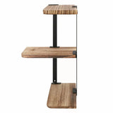 3-Tier Luca Corner Wall Shelf – Modern Floating Pine & Iron Storage Display Shelving, Black & Light Brown