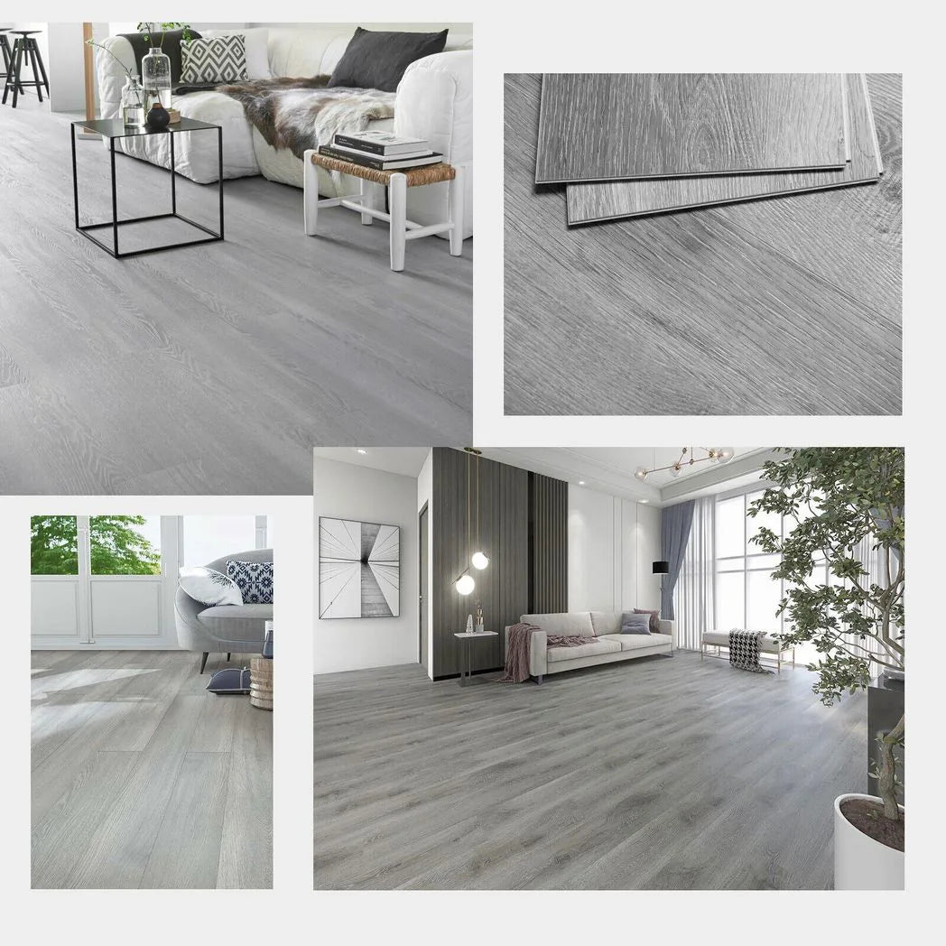Self-Adhesive Wood Effect Vinyl Floor Planks, 36 Pieces (5m²) – Waterproof PVC Flooring, Light Grey