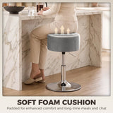 HOMCOM Adjustable Swivel Bar Stool with Velvet-Feel Padded Seat – Single Kitchen Breakfast Barstool, Grey