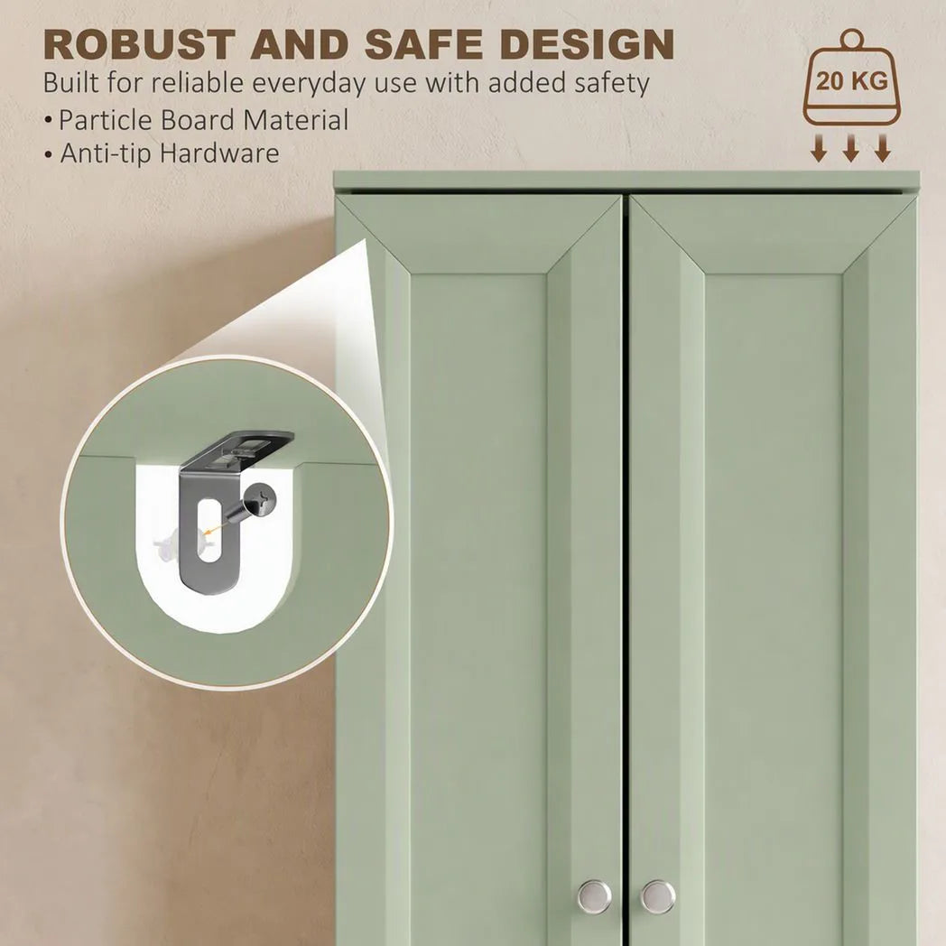 HOMCOM Narrow Bathroom Cabinet with 2 Doors & 4 Tiers – Slim Freestanding Storage Cupboard