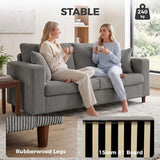 HOMCOM Corduroy 2-Seater Loveseat Sofa with Wide Seat, Spring Cushions and Rubberwood Legs, Light Grey