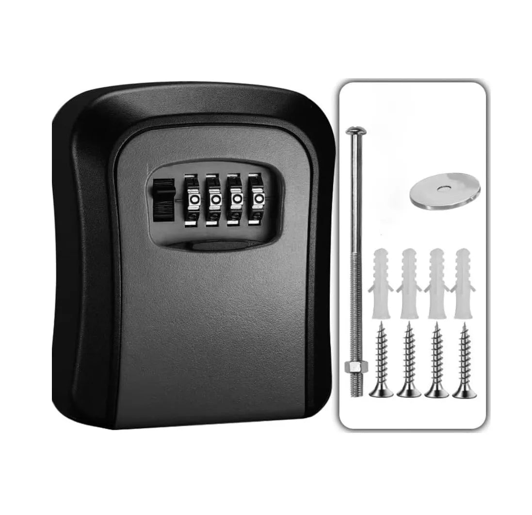 Wall-Mounted 4-Digit Combination Key Safe – Waterproof Outdoor Key Lock Box with Resettable Code