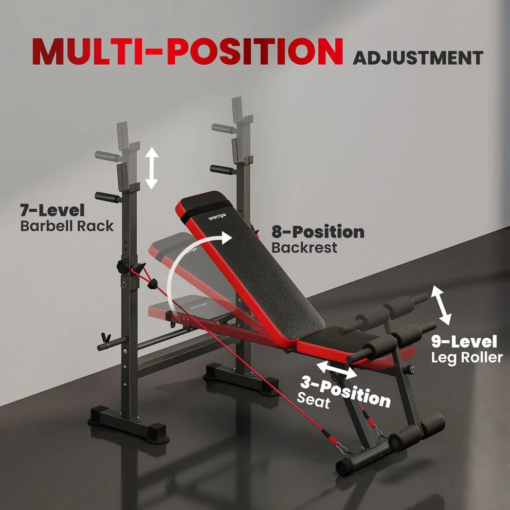 SPORTNOW Adjustable Weight Bench with Squat Rack & Dip Stand – Foldable Home Gym Bench, 420kg Capacity