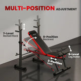 SPORTNOW Adjustable Weight Bench with Squat Rack & Dip Stand – Foldable Home Gym Bench, 420kg Capacity