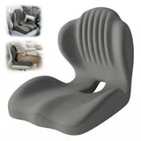 2-in-1 Ergonomic Memory Foam Back and Seat Cushion with Lumbar Support – L-Shaped, Non-Slip Base, Grey