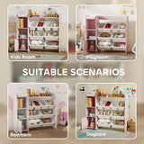 AIYAPLAY Kids Toy Storage Unit with 8 Removable Bins, Shelves & Cabinet – Pink