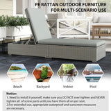 Outsunny Rattan Sun Lounger with Cushion – Five-Position Reclining Garden Lounger Bed, Light Grey