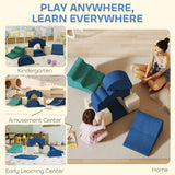 AIYAPLAY 7 Piece Kids Soft Play Set with Velvet Cover – Climb and Crawl Foam Toy for Toddlers, Dark Blue