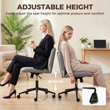HOMCOM Armless Home Office Desk Chair with Wide 62cm Seat, Adjustable Height and Rocking – Pet-Friendly Leather, Grey