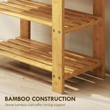 HOMCOM 2-Tier Bamboo Shoe Storage Bench – Slatted Shelves, Natural Finish